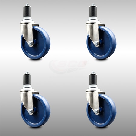 Service Caster 5 Inch 316SS Solid Polyurethane Swivel 1-1/2 Inch Expanding Stem Caster Set SCC SCC-SS316EX20S514-SPUS-112-4